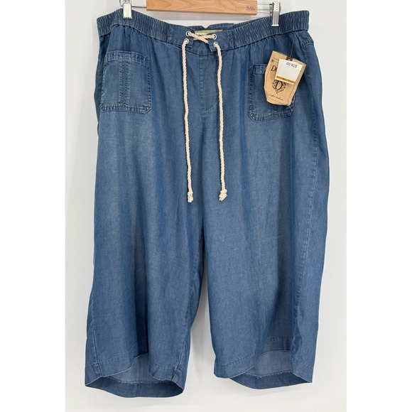 Democracy Pants - Democracy Indigo Blue Cropped Pull-On Wide Leg Pants